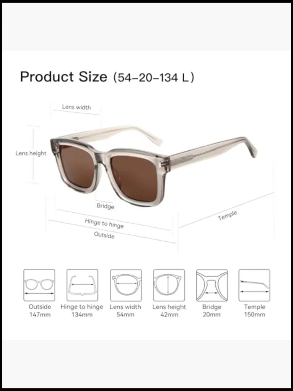 Chunky Rectangle Polarized Sunglasses Retro Thick Frame UV400 Protection Driving